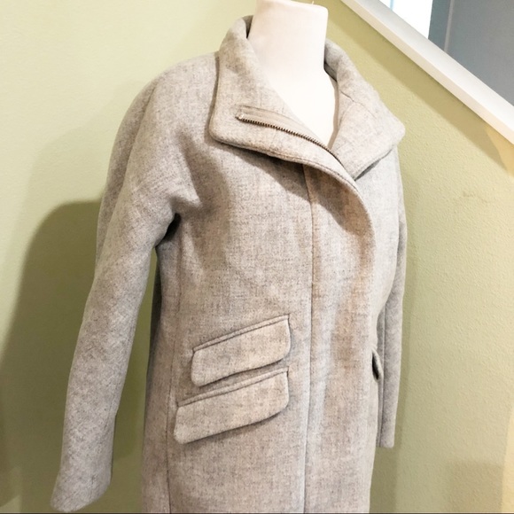 J.Crew Stadium Cloth Gray Cocoon Wool Coat Size 6P - Picture 6 of 10